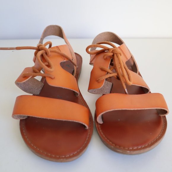 American Eagle Outfitters Brown Leather Gladiator Lace-Up Sandals, Size 8 - Picture 8 of 12